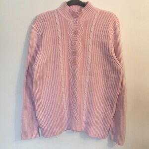 Karen Scott Baby Pink Cable Knit Sweater: Size XL